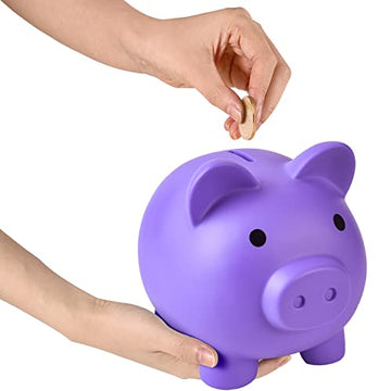 Pjdrllc Large Piggy Bank, Unbreakable Plastic Money Bank, Coin Bank For Girls And Boys, Large Size Piggy Banks, Practical Gifts For Birthday, Easter, Christmas (Purple)