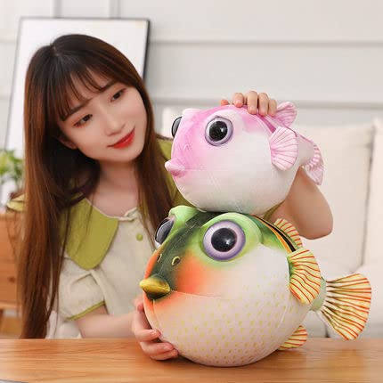 ZHONGXIN MADE Cute Pufferfish Plush - Soft 10inch Pink Stuffed Animal, Polyester, Lifelike Design, Perfect Gift for Kids