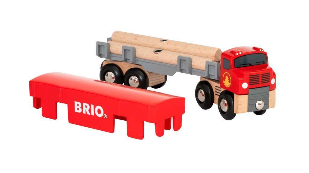 BRIO World 33657 - Lumber Truck | 6-Piece Wooden Toy Train Set | Ideal for Kids Ages 3 and Up | Made with Sustainable Wood | Mag