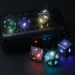 Wireless Charging LED Dice, DND Dice Rechargeable with Charging Box, ZHOORQI 7 PCS Light up Dices for Dungeons and Dragons RPG (
