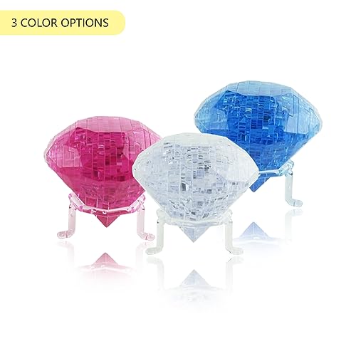 Btyyihex 3D Crystal Diamond Puzzle, Crystal Puzzle Brainteasers For Puzzlers Ages 16 And Up, 41Pcs(Transparent-Diamond)