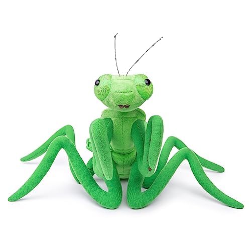 ZHONGXIN MADE Simulation Green Big decorative replica blade Mantis Plush Toy  Soft Mantis Stuffed Animal  14 inch Soft Toy for Kids