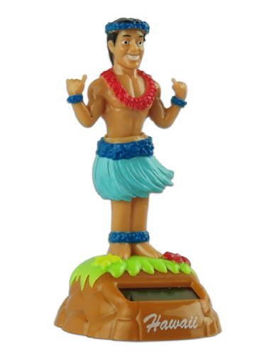 KC Hawaii Shaka Hula Man Solar Dashboard Doll - Multicolored Fun Car Accessory for Hula Lovers