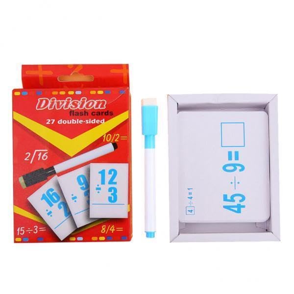 Merishopp 3X27 Pieces Double Sided Educational Arithmetic Flash Cards With Erasable Pen Division |Toys & Hobbies | Educational |