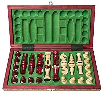 Chess And Games Shop Muba Beautiful Handcrafted Wooden Chess Set With Wooden Board And Handcrafted Chess Pieces Gift Idea Products (12.5 (32 Cm) Red)