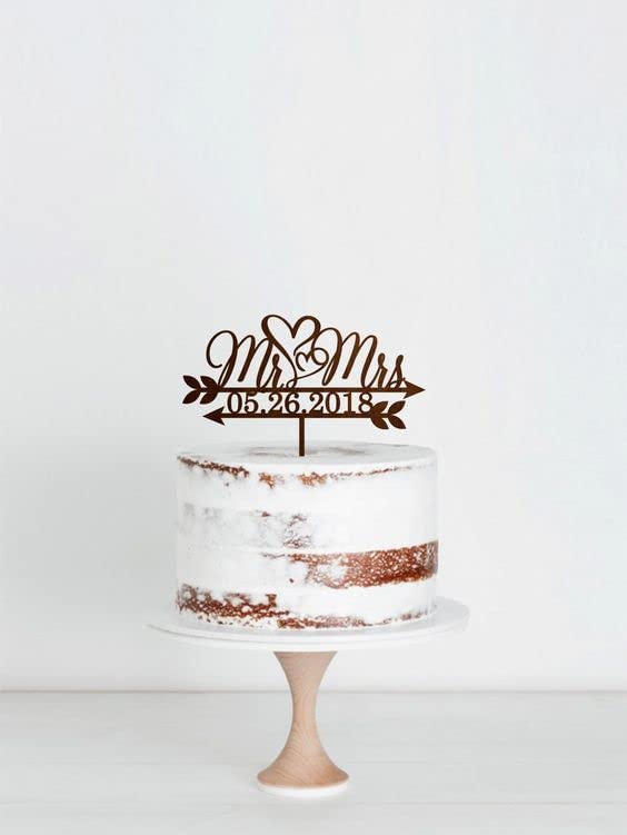 Bright Wood Craft Personalized Wedding,Anniversary Cake Topper For Cake Decorations