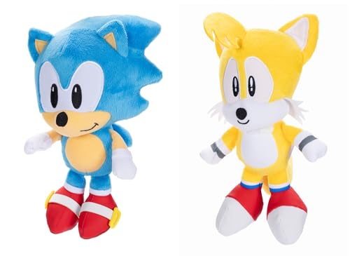 Sonic The Hedgehog 9" Plush 2-Pack - Collectible Stuffed Toys, Sonic & Tails, Polyester, Model 423664-PB