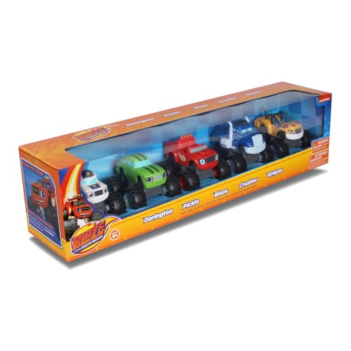 NKOK Blaze and The Monster Machines (Free-Wheel) 5PK (Blaze, Pickle, Crusher, Stripes & Darington); No Batteries Required; Gripp