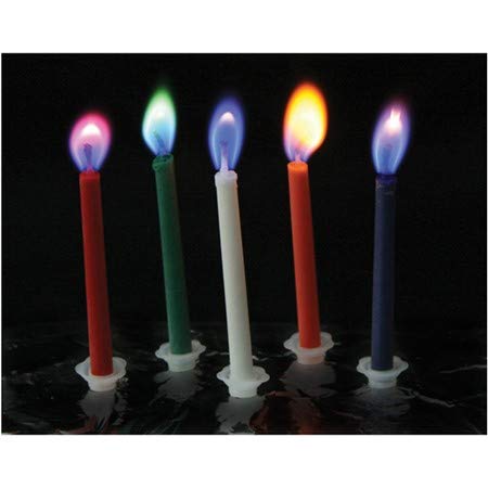 Play Visions Colorflame Birthday Candles - 12 Count, Red, Citronella Wax, Model PLV7632, Colored Flames for Cake Decor