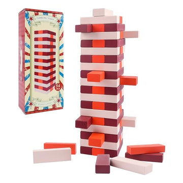 Gothink Wooden Blocks Stacking Board Games, 54Pcs Classic Tumbling Stacking Blocks Game For Kids And Families, Wood Building Balancing Blocks Montessori Toys Gift Set For Kids Boys Girls - New Version