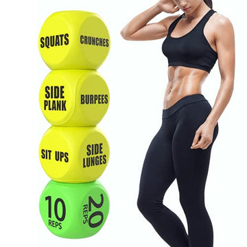 Skywin Workout Dice - 2 Pack, Yellow, Fun Exercise Dice for Solo or Group Classes, 6-Sided Foam Fitness Dice Great Dynamic Exerc