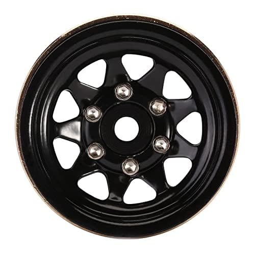 INJORA 1.0 Beadlock Wheel with Brass Ring Negative Offset -3.78mm 1.0'' Wheels for TRX4M Axial SCX24 1/18 1/24 Upgrade (Black)