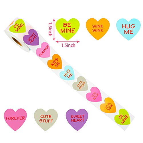 Outus 800 Pieces Valentines Day Heart Shaped Stickers Valentines Roll Sticker Labels for Valentines Day Party Decorations Gifts