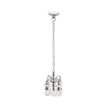 Dollhouse Miniature Chandelier 1:12 Scale Chrystaline Chandelier Pendant 5 Head Hanging Ceiling Light Luxury Decoration Ceiling