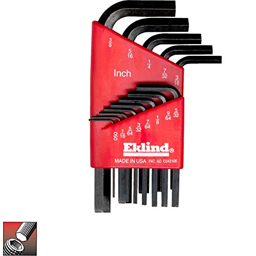 Eklind Tool 10113 Hex-L Key Allen Wrench - 13Pc Set Sae Inch Sizes .050-3/8 Short Series