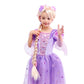 Lingway Toys Luxury Girls Princess Dress Up Costumes,Rapunzel Cosplay Dress With Rapunzel Wig Style B 5-6Years