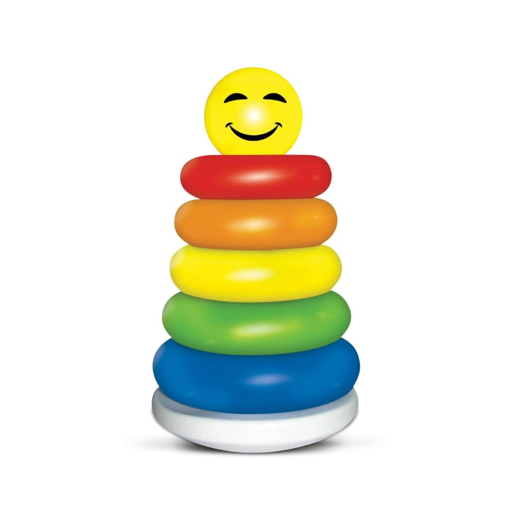 Junior Ring Stacking Toys 5 Rings Multicolour Stacker Set For Baby Boy & Girl 6 To 12 Months Smiley Ring Stacking & Sorting Mult