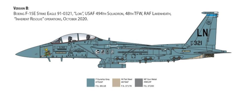 Italeri -2803 F-15E Strike Eagle, 1:48 Scale, Model Kit, Plastic Model to Assemble, Model Making, IT2803
