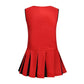 Lmyove Cheerleader Costume For Girls, Cheerleading Outfit For Kids With Pom Pom, Child Halloween Costume Dress Uniform, Red & Black, 10-11Y