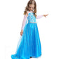 Sototoo Elsa Costume Long Sleeves Princess Dress Queen White Costume Cosplay Dress Up With Accessories Halloween (Blue,5-6Years)