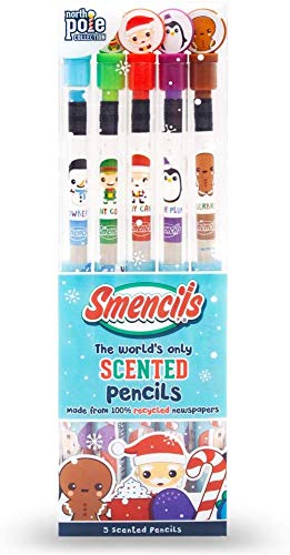 Holiday Smencils - Hb #2 Patented Gourmet Scented Fun Pencils, 5 Count - Stocking Stuffer, Gifts For Kids, School Supplies, Party Favors, Classroom Rewards