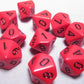 Chessex Dice Sets: Opaque Red with Black - Ten Sided Die d10 Set (10)