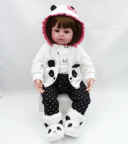 Reborn Baby Girl Dolls Clothes 18 Inch Panda Outfits Accesories For 17-19 Inch Reborns Doll Newborn Baby Girl Matching Clothing