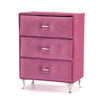 Eledoll 1:6 Dollhouse Furniture Pink Velvet Dresser 3-Drawer Clothes Storage For 12'' Fashion Doll 1/6 Scale Collectible Miniatu