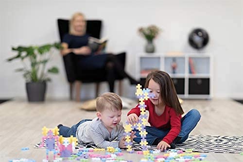 Plus Plus Big - Open Play Set - 100 Piece - Pastel Color Mix, Construction Building Stem/Steam Toy, Interlocking Large Puzzle Blocks For Toddlers And Preschool