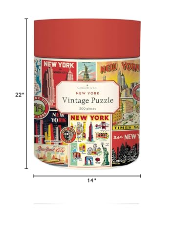 CAVANILLI & CO. New York City Collage Puzzle, 500 Pieces, Vintage Poster, Multi, Model PZL500/NYC