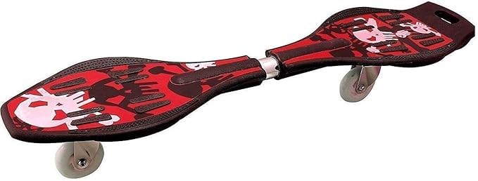 Kids Red Black Wave Board Skate Scooter With Pu Wheels Non-Slip Deck And Lightweight Balance Ride-On For Boys Girls