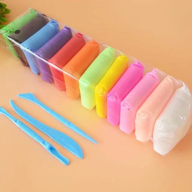 S. S. Stationery Super Light Creative Art And Craft Air Dry Super Clay With Carving Molding Tools Kit For Girls And Boys; Kids A
