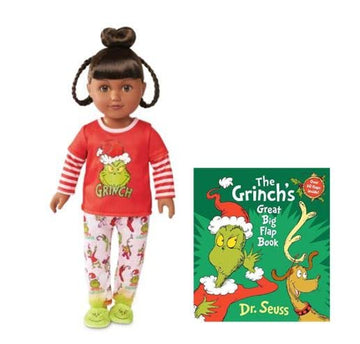My Life As Grinch Sleepover 18 Inch Doll Christmas Holiday Collectible W/Bonus (Dk Brunette/Brown)