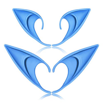 FRESHME Cosplay Accessories Soft Fairy Ears - 2 Pairs Blue Elf Ears Costume Makeup Renaissance Cosplay Dress Up Halloween Access