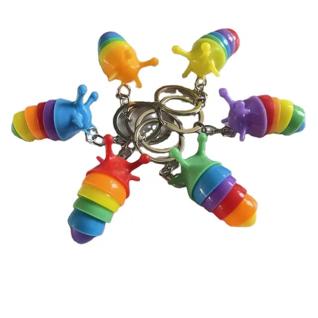 3D Fidgit Sensory Stress Relief Popping Snail Caterpillar Stretch Twist Toy Pack Of 1 Keychains