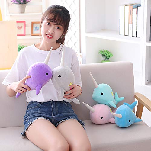 CASAGOOD Cute Purple Narwhal Plush Toy - Medium Soft Whale Stuffed Animal for Babies and Kids