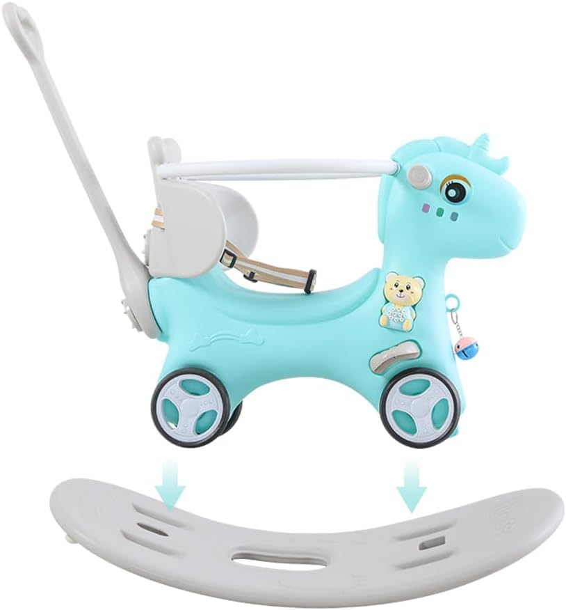 Legendstone Rocking Horse for Toddlers, 4-in-1 Ride-On Toy, Large, Blue, HDPE Plastic