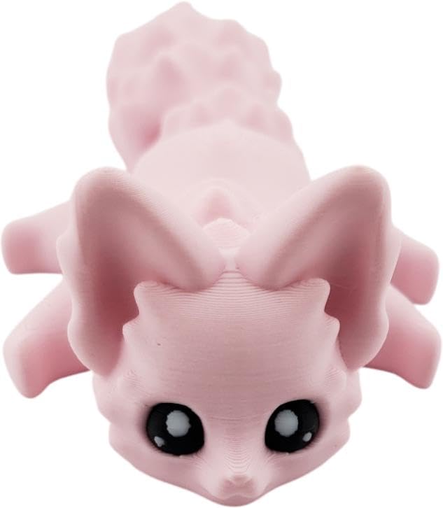 Cute Fox Desk Buddy, Articulated 3D Printed Fidget, 7.5 Inches, Authorized Seller (Pastel Pink)