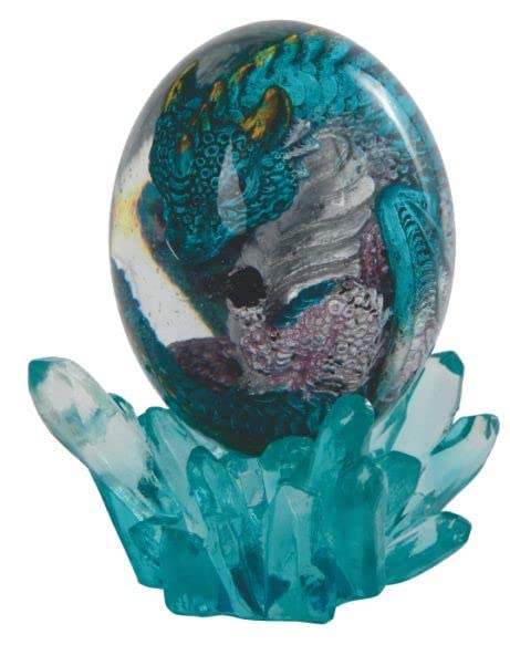 Aint It Nice Lava Dragon Egg Statue Blue Dragon Figurine Silver Chest Transparent Dragon Egg Collectible Medieval Fantasy D  Cor