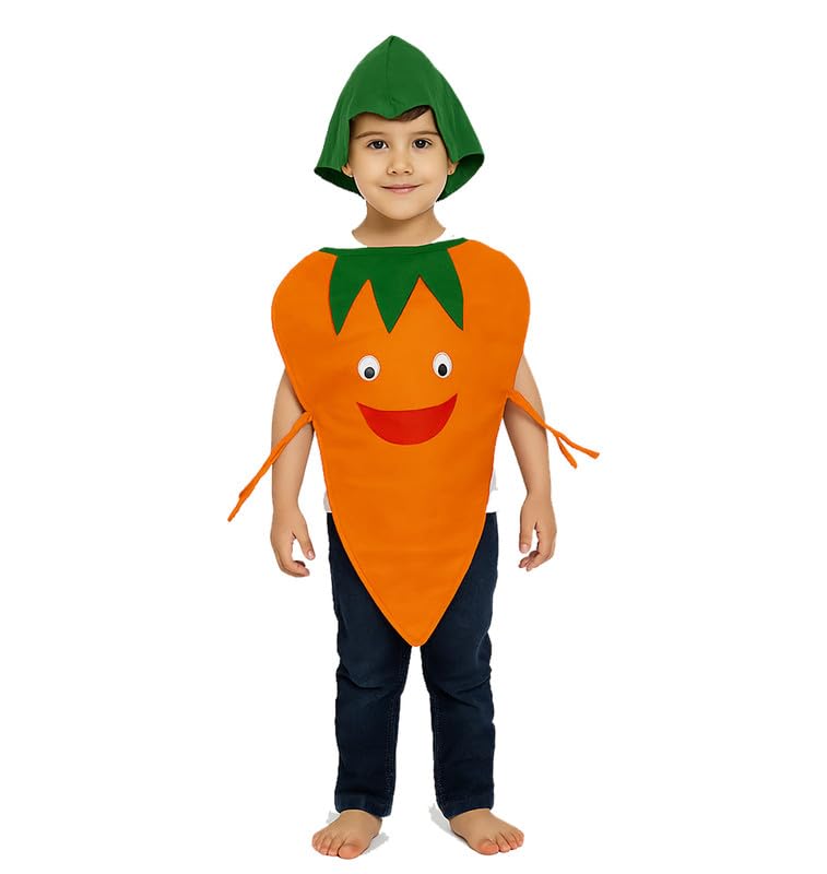 Fancydresswale Carrot Fancy Dress Costume For Kids | Free Size 2-10 Years | School Functions, Fancy Dress Competitions, Theme Pa