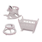 1 Set Children'S Room Furniture Mini Cradle Wooden Dollhouse Furniture Wooden Mini Nursery Cradle Miniature Rocking Horse Chair 