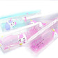 Trusmile Plastic Unicorn Water Glitter Gel Pencil Stationery Case Pouch Transparent (1 Pc, Multicolor)