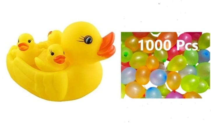 YOOKO Holi Water, Birthday, Anniversary Ex. Balloons Multicolor 100 Pcs and 1 Pcs Chu Chu Sound Bathtub Toys for Toddler