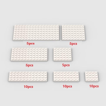 Classic Building Plate Assortment Pack, 50Pcs White Bulk Plates With 7 Size Building Plate Base Plate, Compatible With Lego Part