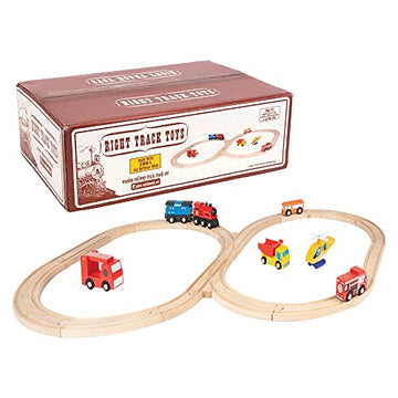 Wooden Train Track 52 Piece Set - 18 Feet Of Track Expansion And 5 Distinct Pieces - 100% Compatible With All Major Brands Inclu