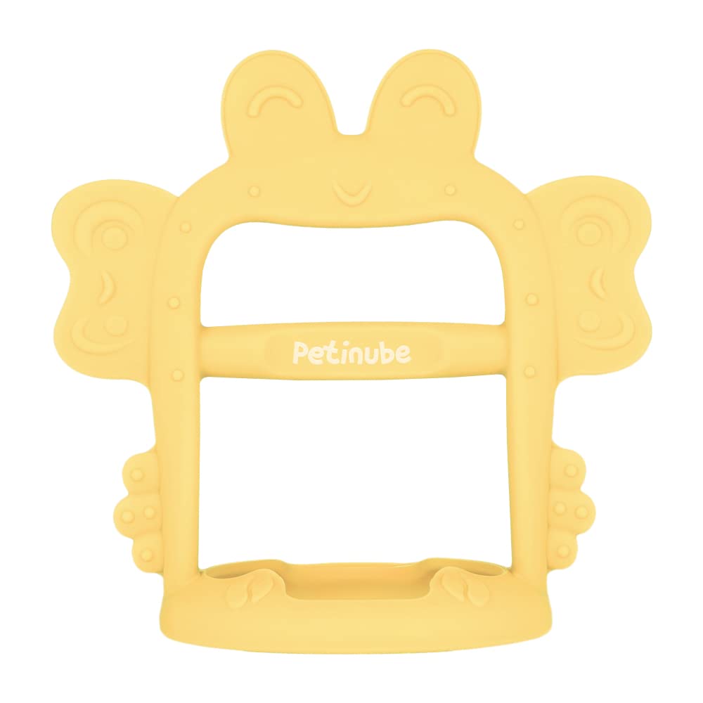 PETINUBE Anti-Dropping Silicone Baby Wrist Teether, Soothing Pacifier for Infants 3+ Months, Crab-Elfin Yellow, Pack of 1, Made in Korea