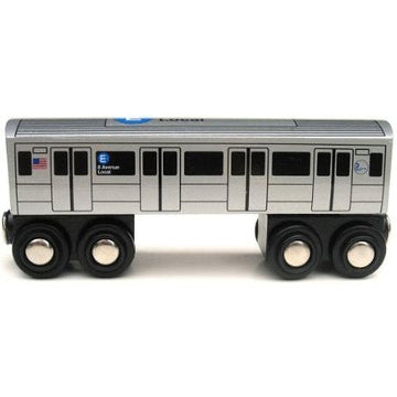 Muni Pals Munipals New York City Subway Wooden Railway (B Division) E Train/8 Avenue Local–Child Safe And Tested Wood Toy Train