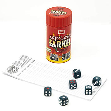 Farkel Spicy Dice Game - Fast-Paced Educational Fun for 2-6 Players, Medium Size, Red, Model 8101, Perfect for Family Game Night