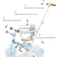 newyoo Lume TR008 Tricycle for Toddlers 1-3, 5-in-1 Push Trike, Carbon Steel, Coastal, 19"x25"x20"