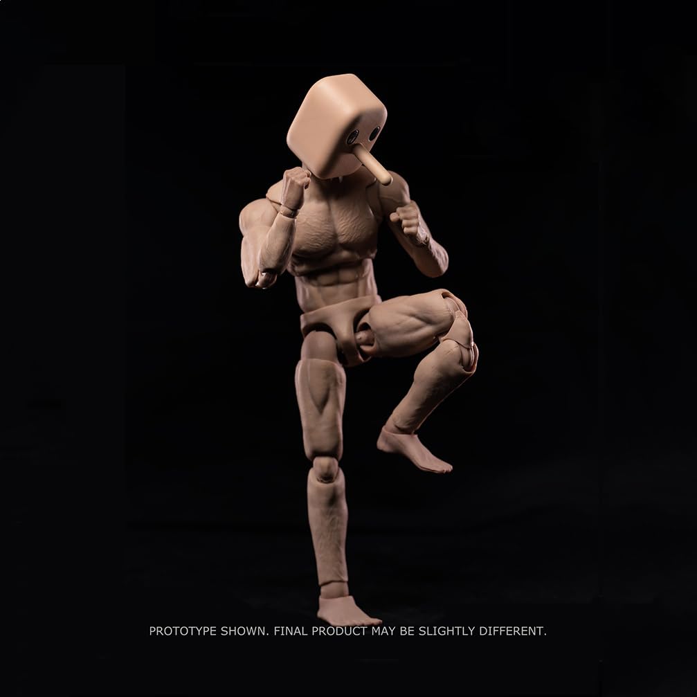 Souforce 1/12 Scale Wide Shoulder Male Action Figure 6In Flexible Notaman Square Head Male Figure Body Doll Miniature Figure Wit